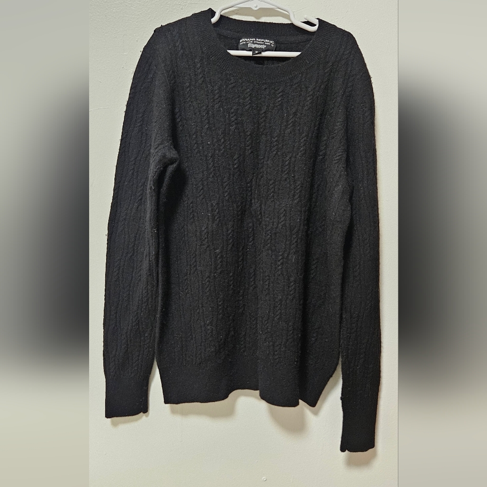 Banana Republic Black Crewneck Merino Wool Sweater Size M Filpucci